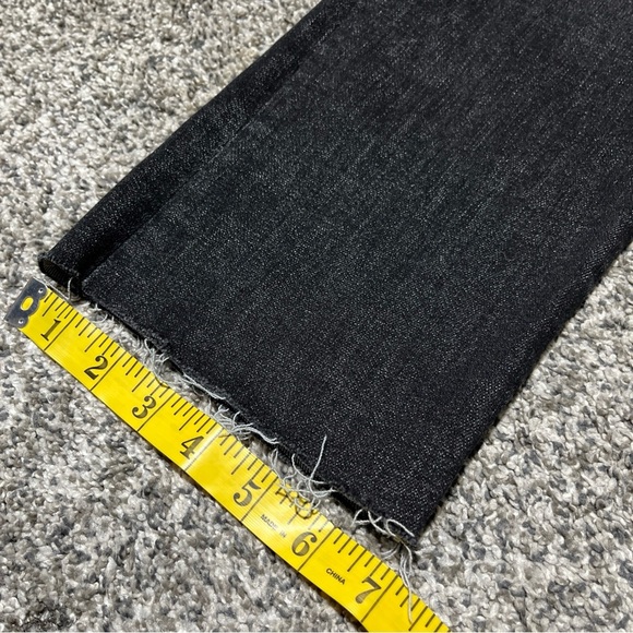 Evereve Faded Black Jeans The Ever Straight High Rise Fit Button Fly Raw Hem 28 - Picture 3 of 11